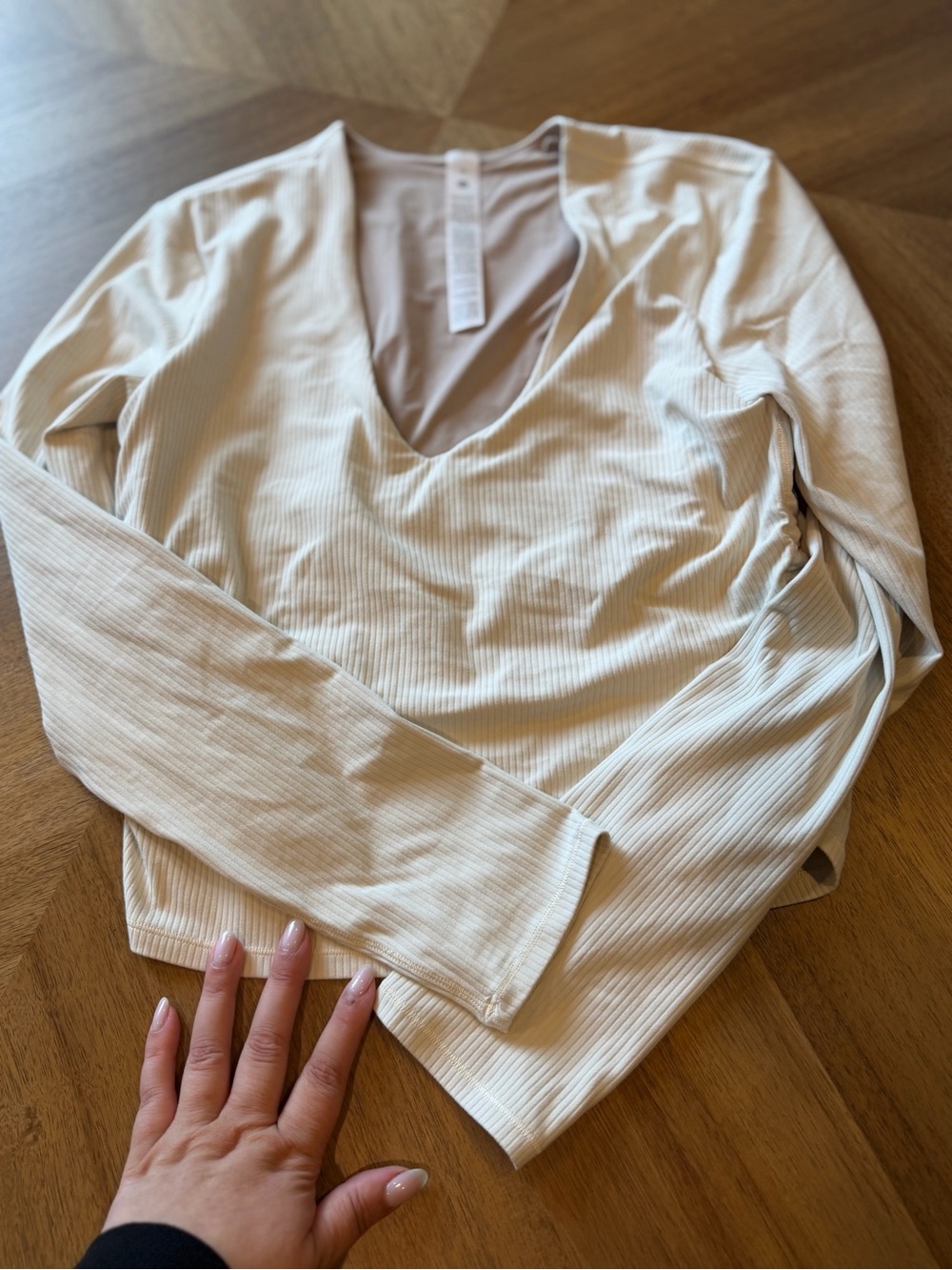 lululemon athletica Ribbed V-Neck Long Sleeve Top - Cream